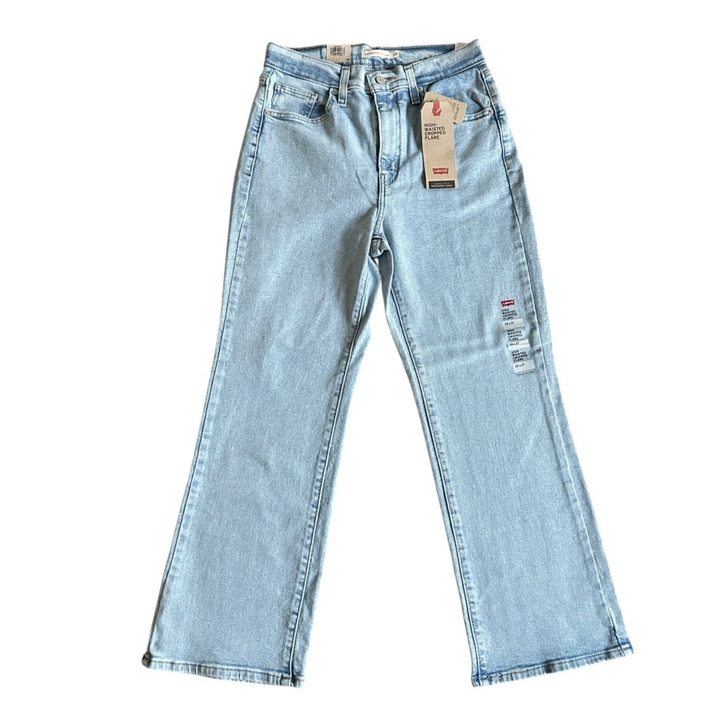 👉, Levi's Women's High Waisted Cropped Flare Light Blue Jeans